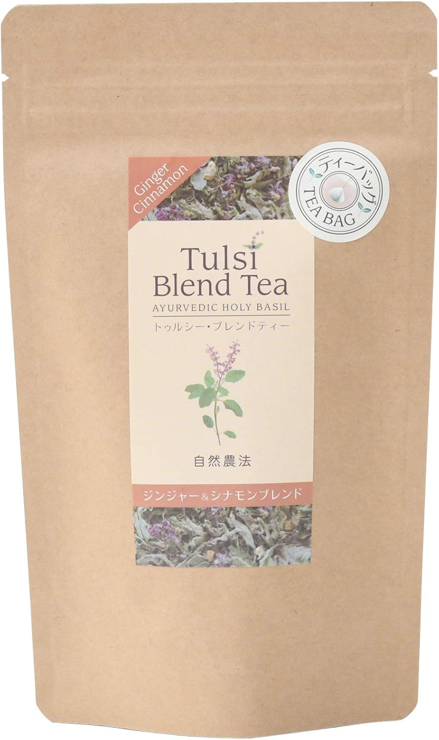 うちうみハーブ園 自然農法 Tulsi Blend Tea トゥルシー・ブレンドティー ジンジャー&シナモンブレンド ティーバッグ (1.2g×10個)×5袋 無農薬 無肥料