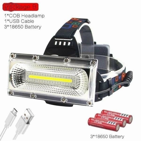 お財布に優しいキャンプ ヘッドライト 強力COB防水LEDヘッドライトUSB充電式ヘッドランプ3モード ヘッドライト