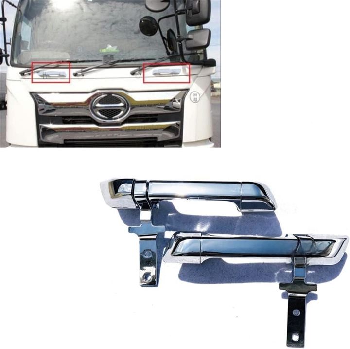 日野 ひのう 17プロフィア メッキ フロントグリップ R/Lセット 交換式 トラック用品 デコトラ(メッキ)