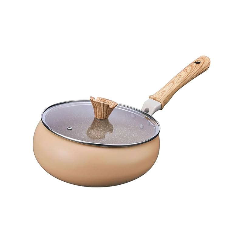 【飛びはねにくく振りやすいフライパン】 ドウシシャ フライパン ポテッと 24 ガラス蓋付き IH対応 ガス火対応 PFOAフリー Mサイズ 深型 クリームイエロー