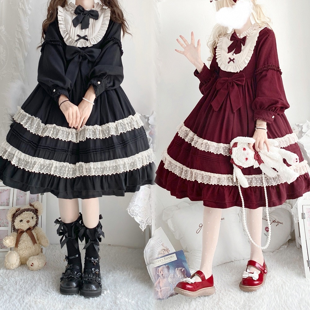 バラの恋のレトロ少女のワンピース ロリータワンピース