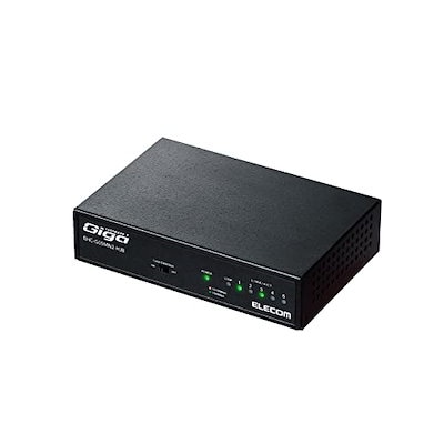 他サイト： エレコム スイッチングハブ ギガビット 5ポート 金属筐体 マグネット付 電源内蔵 ブラック EHC-G05MN2-HJBの商品画像