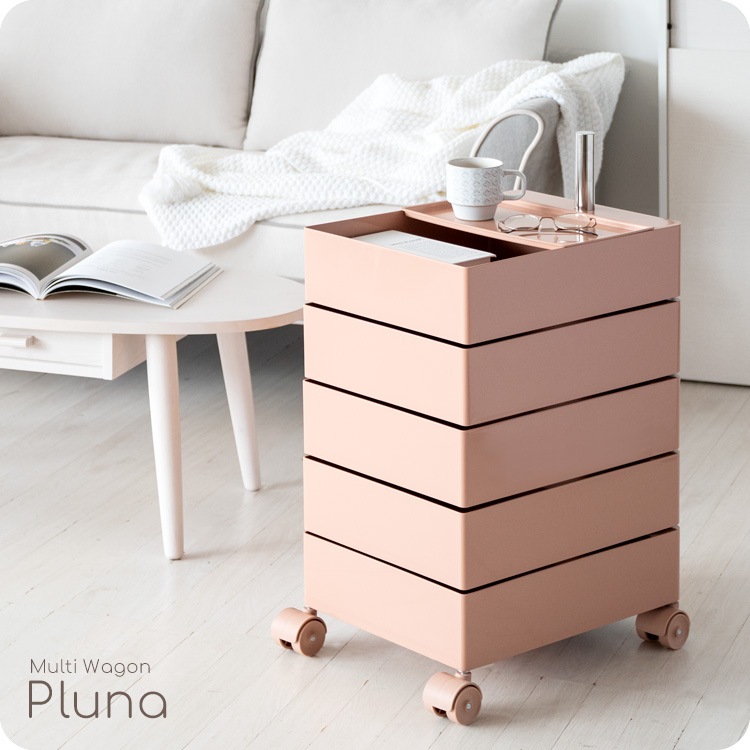 多段トローリーワゴン 360度回転 ベビーワゴン コスメワゴン 完成品 キャスター移動