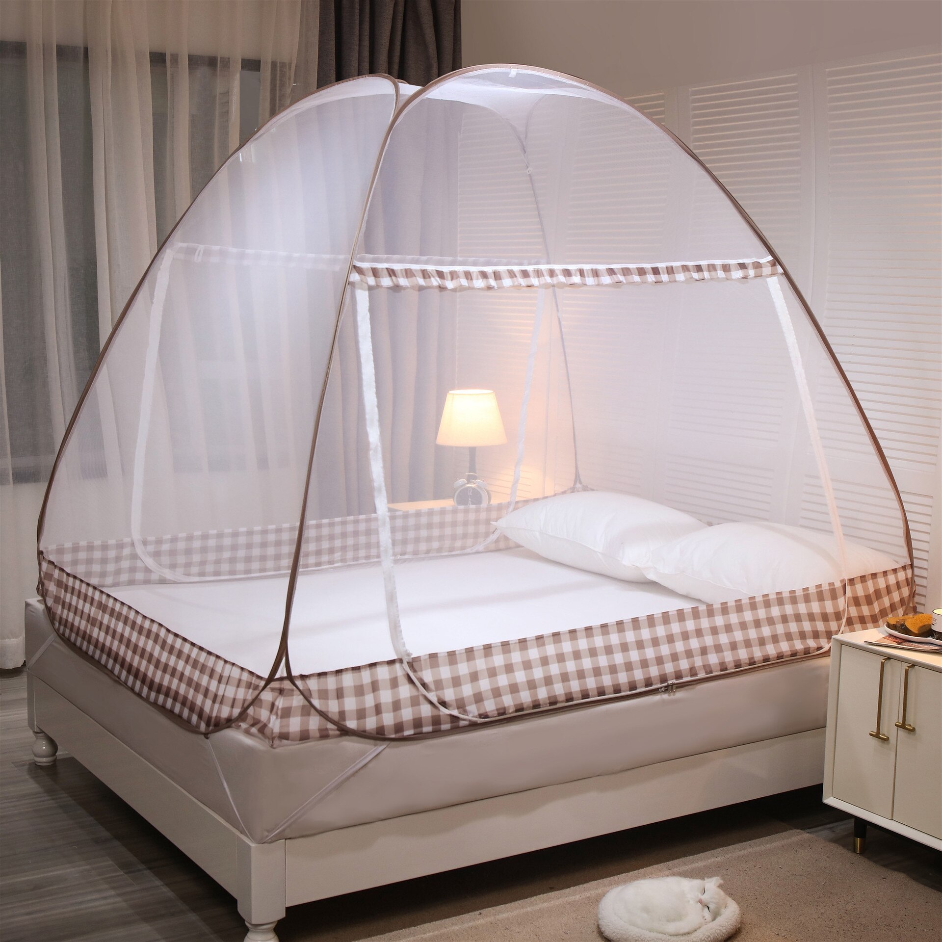 蚊帳 室内用 虫除け 蚊よけ 密度が高い 底付き 害虫侵入防ぎ ワンタッチ 折りたたみ式 持ち運べる