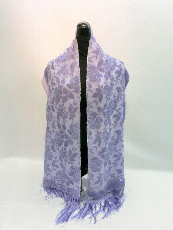 ストール ファッション小物 レディースファッション ベルベット オパールビーズ付き 薔薇柄 オパール