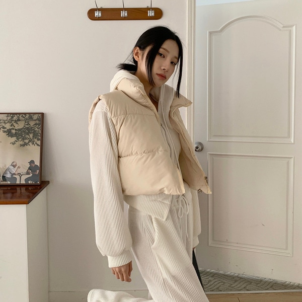 韓国 東大門 クロップ ベスト ダウン