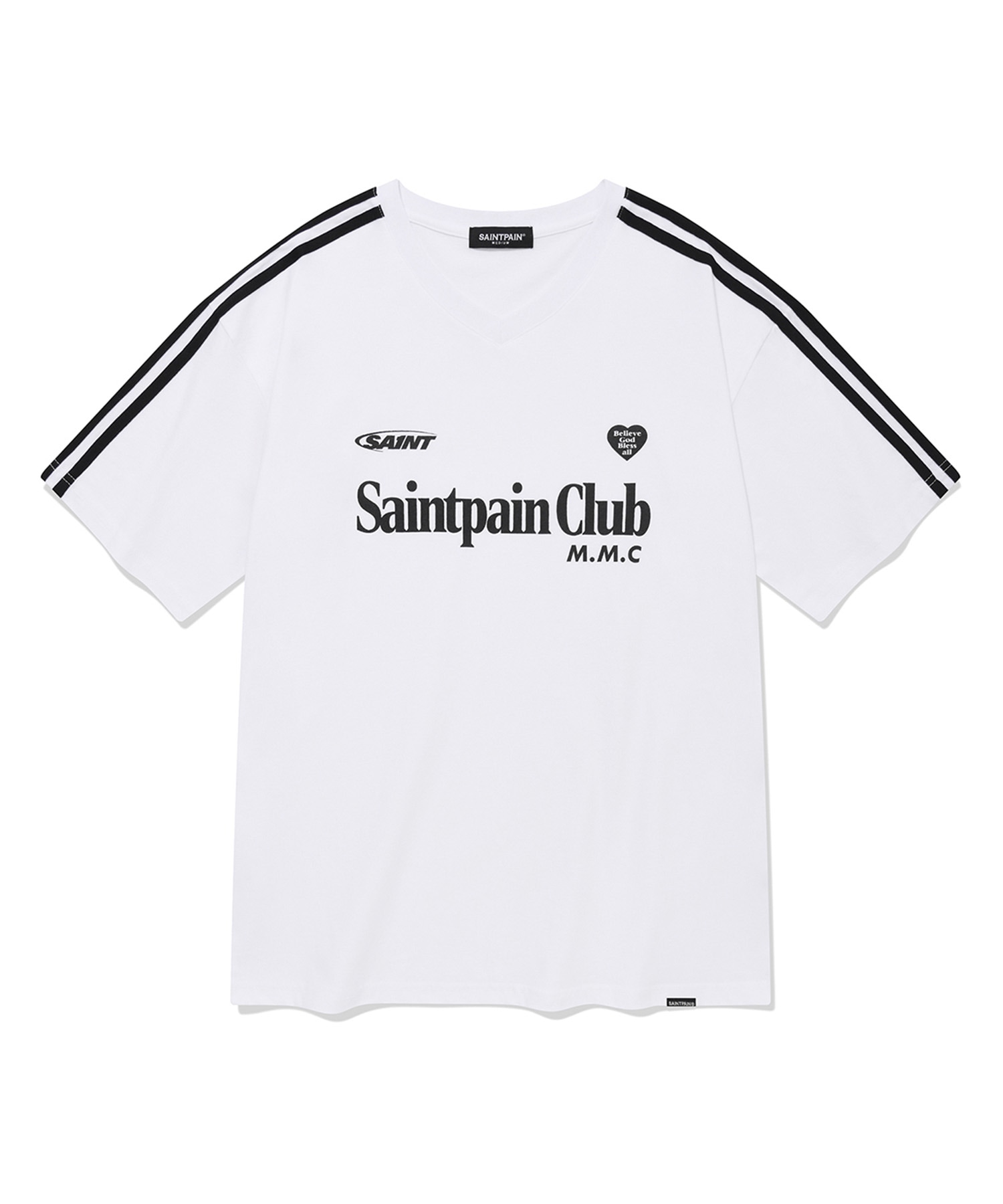 SP Heart Logo Emblem V-Neck T-Shirt-White