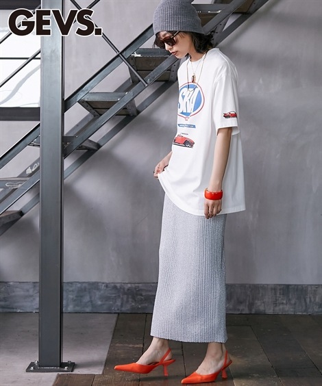 ロングスカート 大きいサイズ ラメニットロングスカート GEVS.