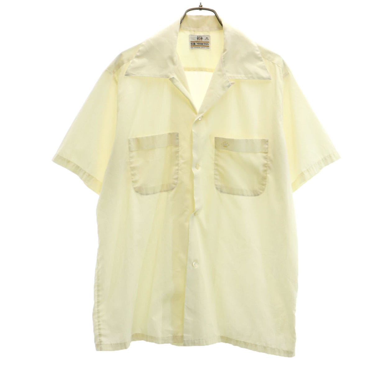 SIR MORTON 60s ヴィンテージ 半袖 オープンカラーシャツ M 生成り メンズ 古着