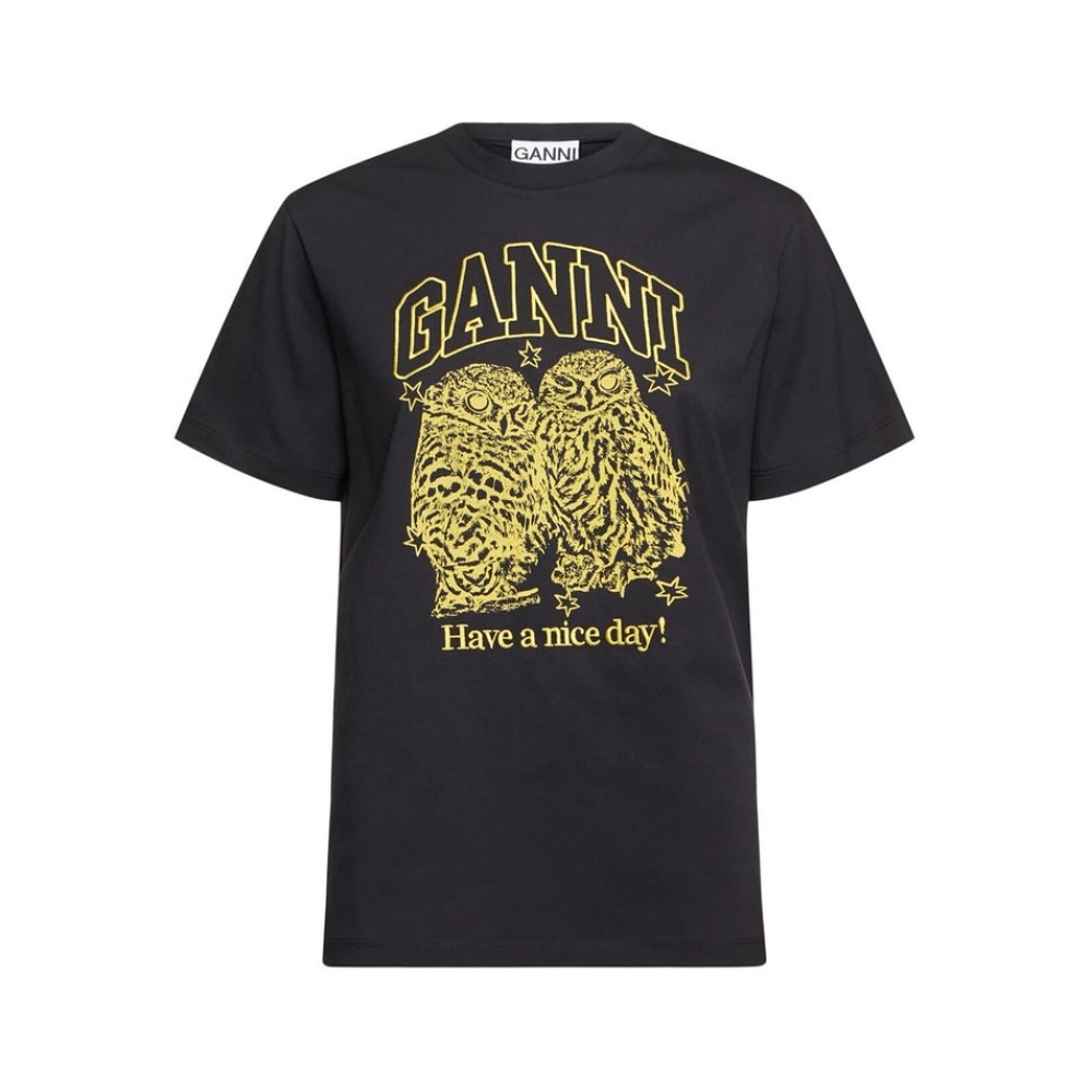 ガニー アウル プリント ロゴ Tシャツ ファントム T4059 252