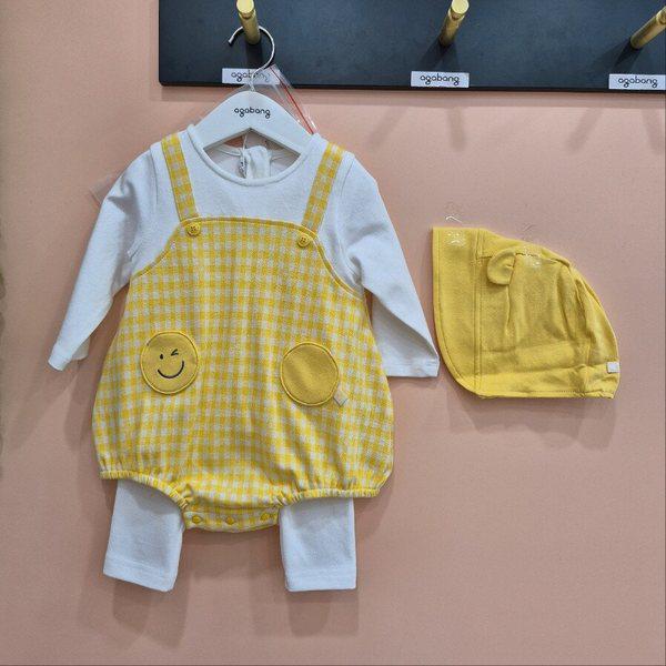 スマイルチェックボディスーツ上下(帽子) 01T127907_CJ