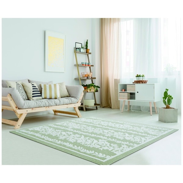 アスワン CA662235 『ファブリーズラグ』 フローナ グリーン 約190x190cm メーカー直送