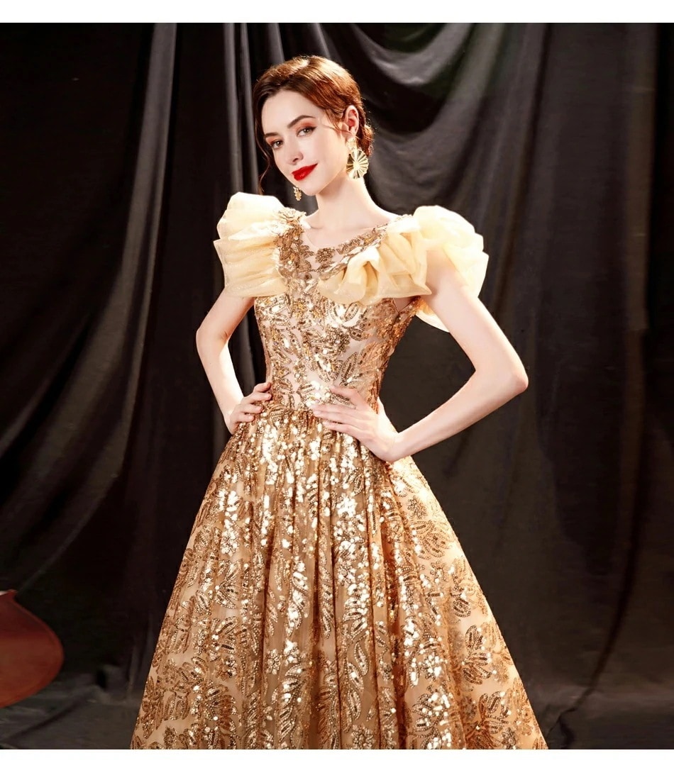 【2枚購入で100円OFF】XS-3XL レディース ウェディングドレス カラードレス 結婚式　花嫁 披露宴　刺繍 二次会 パーティードレス 演奏会 お嫁さん 発表会 誕生日会 少女 金