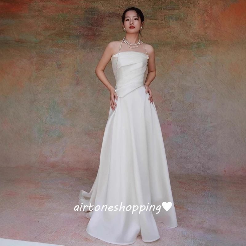 送 料 無 料 二次会ドレス ウェディングドレス ビスチェドレス 白 サテン ロングドレス 結婚式ドレス 二次会 ノースリーブ ホワイトドレス ウェディング ドレス Aライン 海外挙式 撮影 XS S