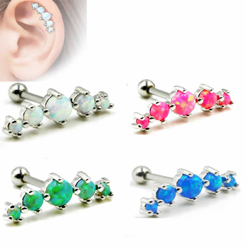 ファイブオパールバーベル 16ゲージ 16G 軟骨 ヘリックス 耳 ボディピアス 男性 女性 高級