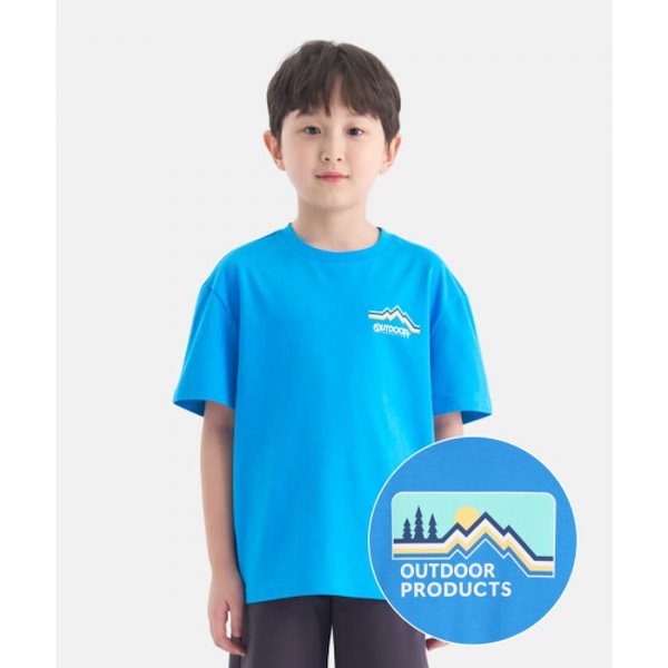 OUTDOOR PRODUCTS KIDS エッセンシャル パノラマ 半袖Tシャツ ブルー OD262ISS04_BLU