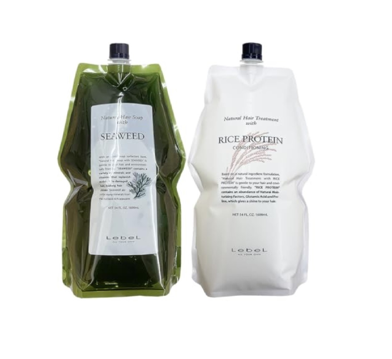ナチュラル ヘアソープ ウィズ シーウィード 詰め替え用 & ヘアトリートメント ウィズ ライスプロテイン 1600ml 詰め替え用セット
