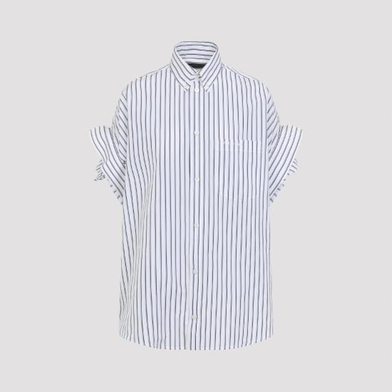 BALENCIAGA Women Shirts 857833 TTM33 9086 WHITE BLUE