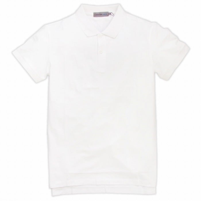 本物保証 CKJ メンズ プレミアムストレッチ ロゴししゅう ポロシャツ ホワイト VITA2477