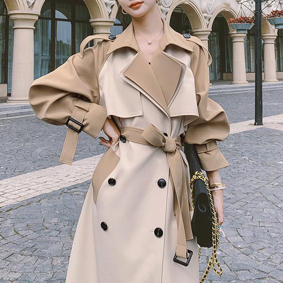 アウター コート トレンチコート アウターレディース ロングコート コートレディース 春アウター 秋アウター トレンチ バイカラー ダブルボタン ロングトレンチコート ベージュ オーバーサイズ きれい