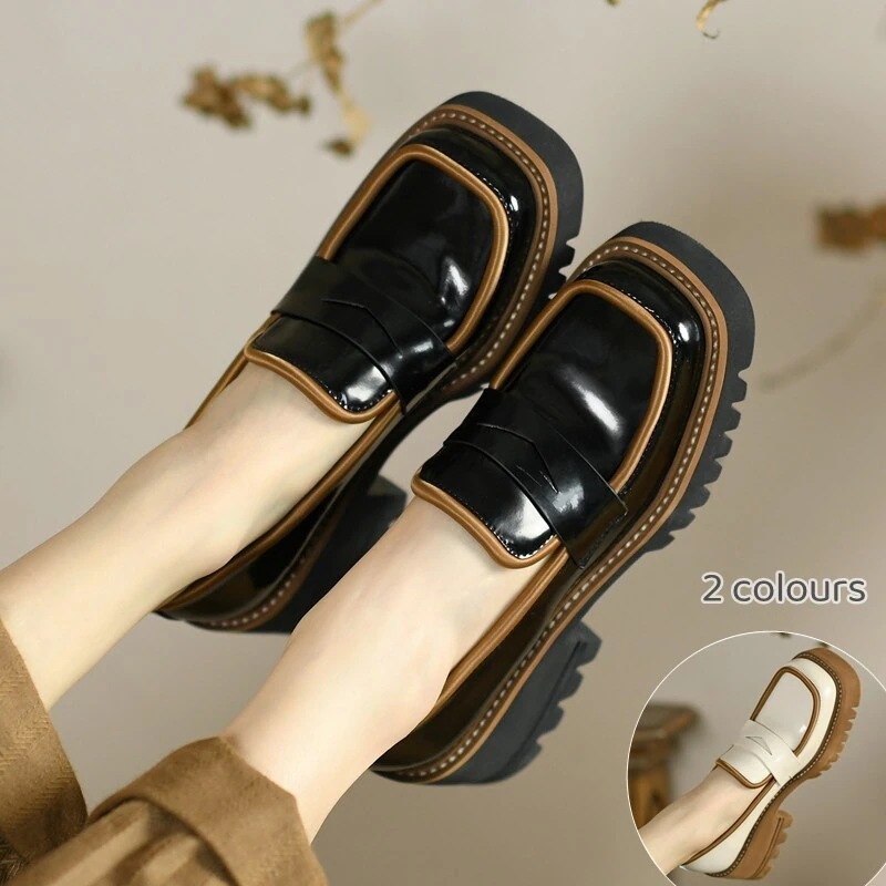 春の作/厚底靴/柔らかく快適/ファー靴./厚底ローファー/韓国ファッションレディースシューズ通勤厚底靴太ヒール