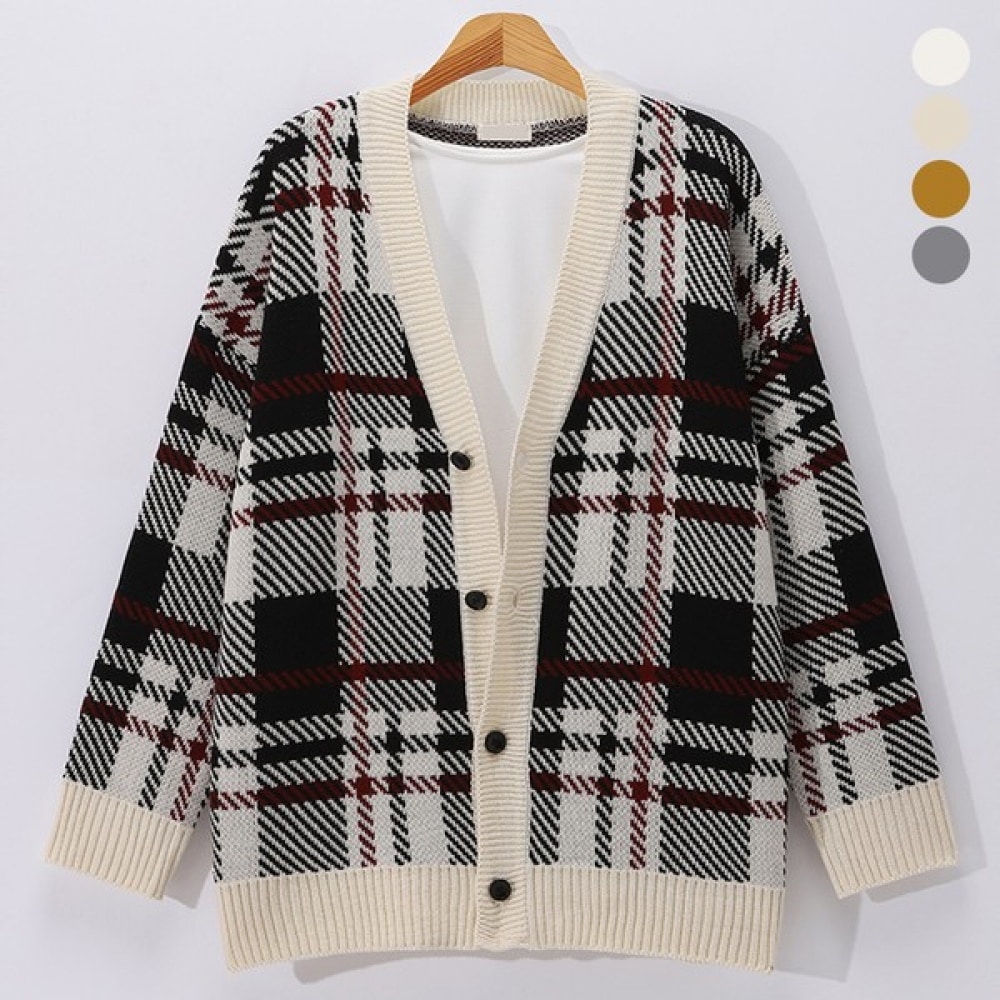(ジュアンス) オーバーフィットクラシックチェックカーディガン EYCD7313 4,870円