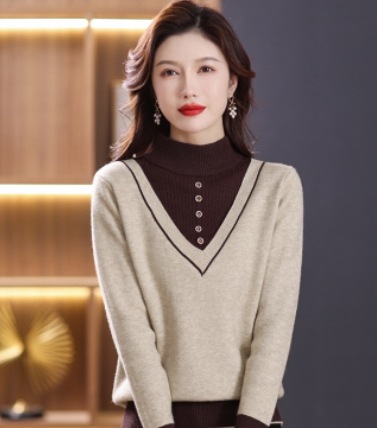 トップス デート モテアイテム ニットソー セーター ミックスニット ざっくりニット 長袖 Vネック ウール 可愛い きれいめ 上品 おしゃれ かっこいい 可愛い ラブリー キュート ガーリー 8,025円