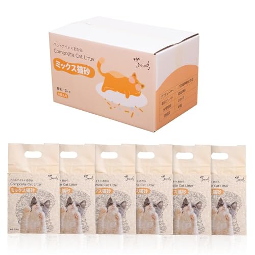 PETTOM 猫砂 おから 固まる 猫トイレ砂 猫の砂 ベントナイトとおから ミックス猫砂 猫トイレ用品 混ぜる 脱臭 真空パック 飛び散らない