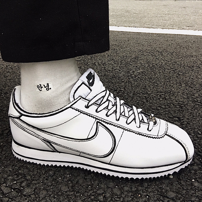 NIKE Cortez White 2D カスタム男女兼用シューズ