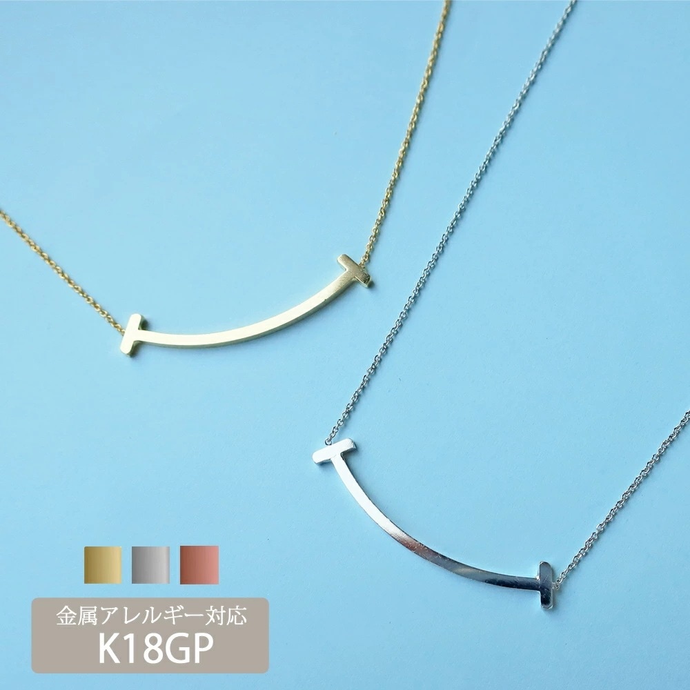 スマイルネックレス K18GP ショートネックレス にこちゃん ペンダント ラウンド ペンダント レディース 笑顔 ゴールド シルバー プレゼント