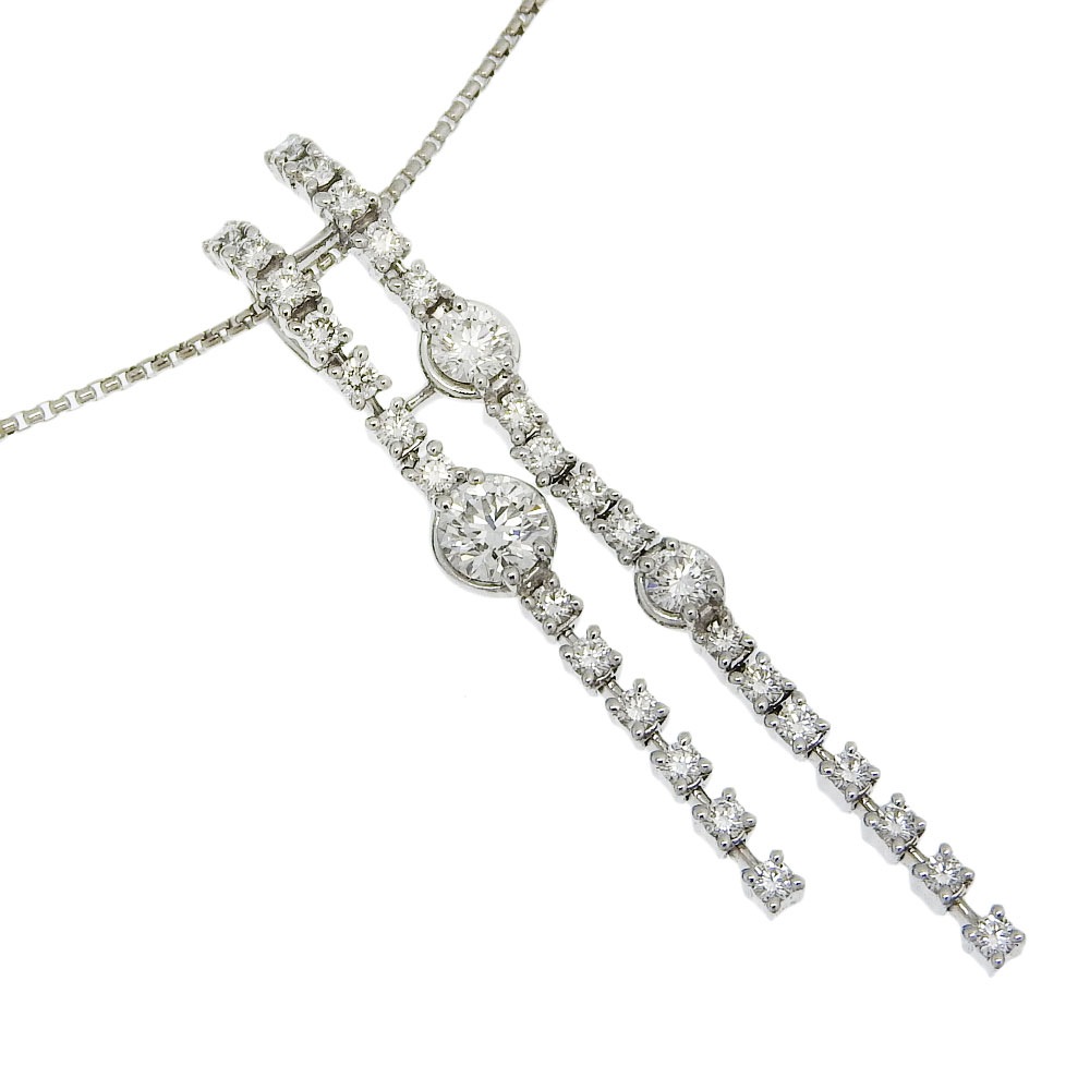 ネックレス K18ホワイトゴールド ダイヤモンド 0.53 約8.3g レディース 中古品 A+ランク