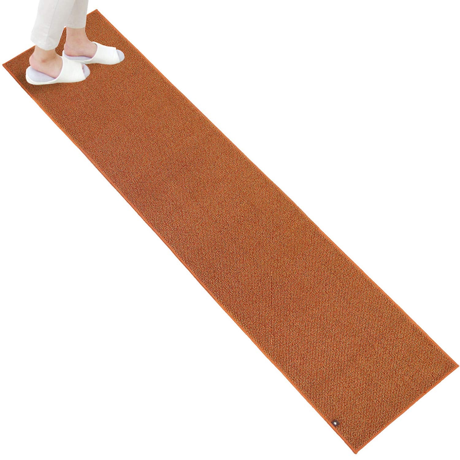 オカ(OKA) PLYS base (プリスベイス) キッチンマット 約45cm×250cm オレンジ(日本製 洗える 北欧)