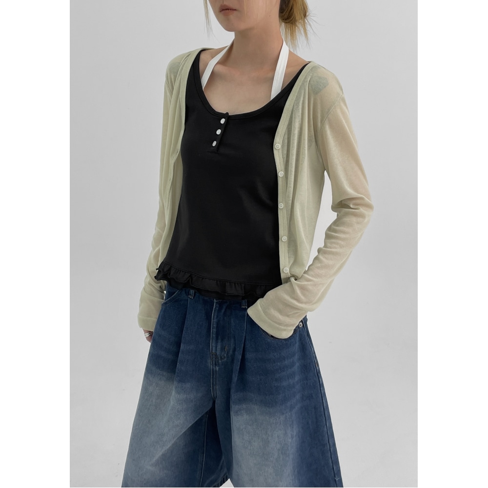 ブラックアップ サマーシースルーVネックカーディガン ウィクビ 5,462円