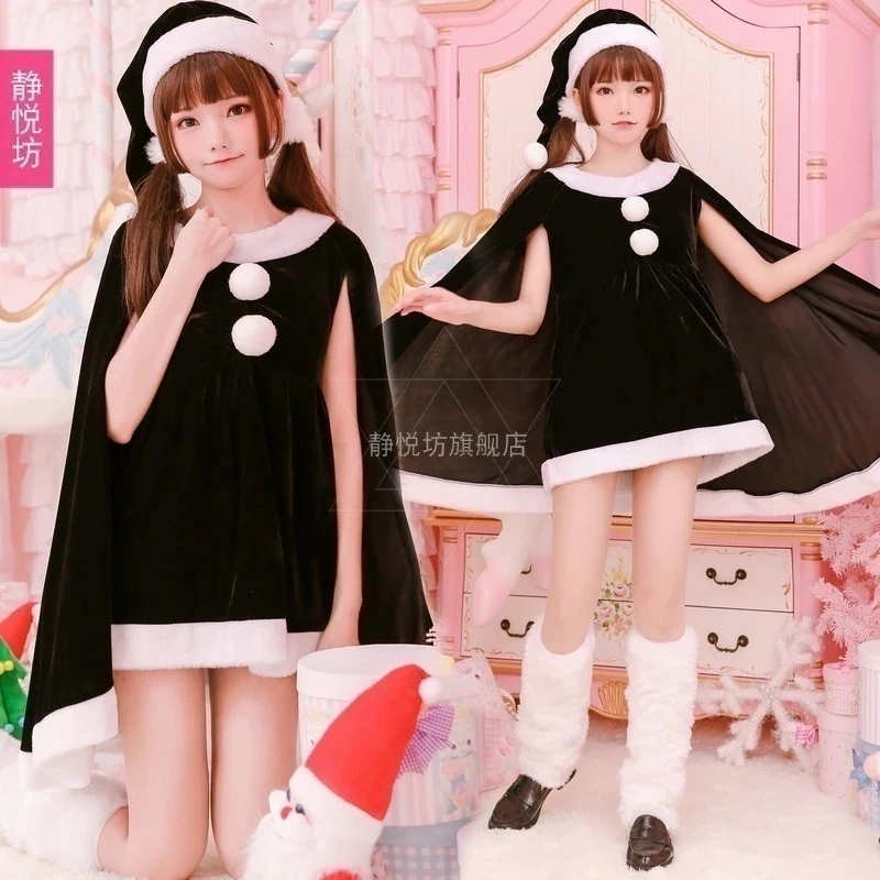日本クリスマス服サンタクロース服クリスマス服ショールマントワンピース女性クリスマス装い30%までに