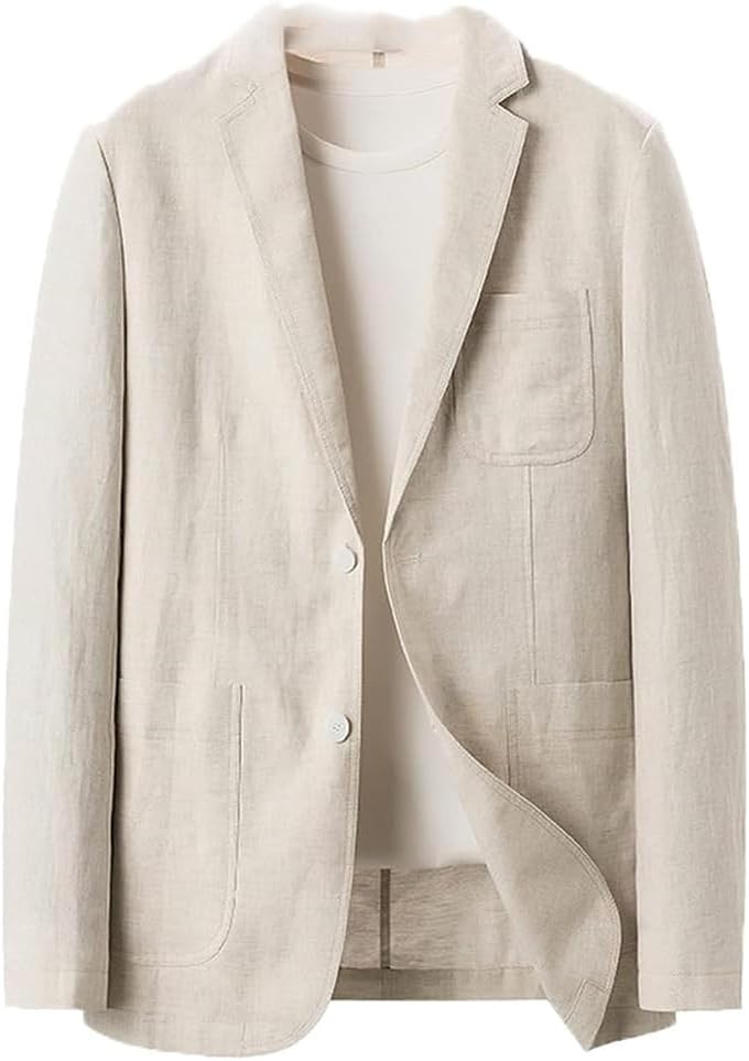 夏用 リネン ブレザー 麻100 テーラードジャケット メンズ ライトアウター スーツジャケット 2つボタン 無地 シンプル 長袖 日焼け止め ジャケット 薄手 アウトドア 通勤 通学 男性用 トップ