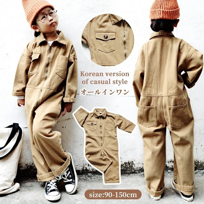 新商品 激安販売 ベビー服 キッズ オールインワン オーバーオール デニム ボディー カバーオール 襟付き シャツ 長袖 ロング丈パンツ 子供服 つなぎ 通園着 入園式 シンプル 夏 春 秋 ポケット