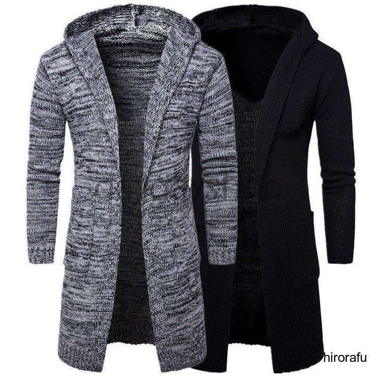 メンズ カーディガン ニットセーター メンズ アウラー ロング丈 カットソー 無地 秋物 冬 長袖 大きいサイズ 長ニットカーディガン 羽織 コート トップス