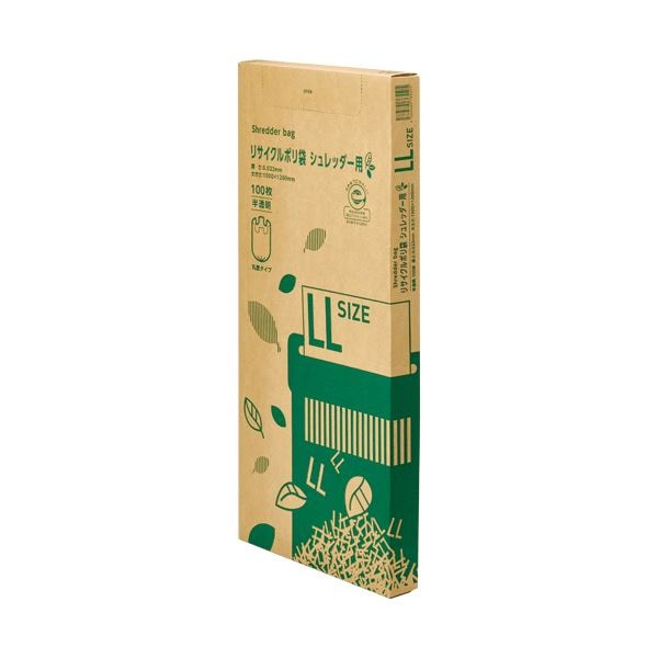 (まとめ）TANOSEE リサイクルポリ袋シュレッダー用 LL BOXタイプ 1箱（100枚）(5セット)