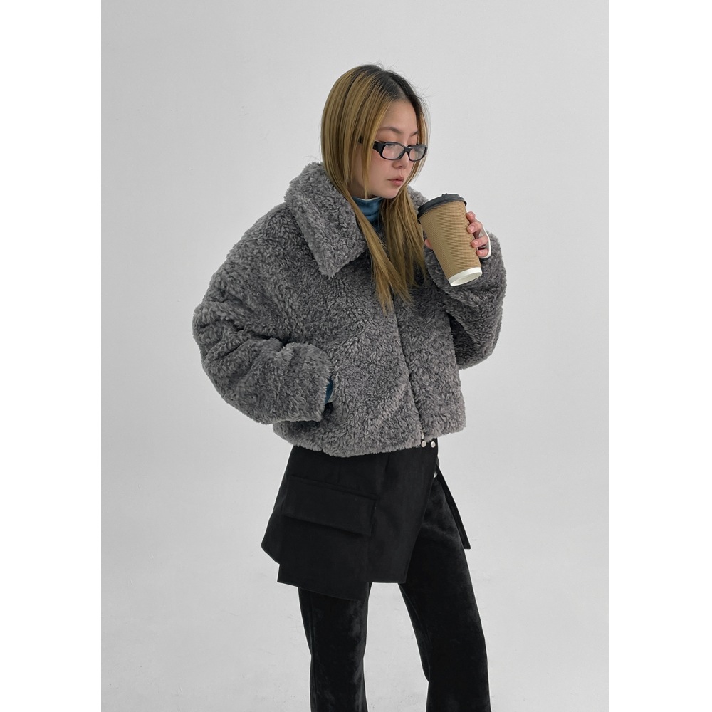 ブラックアップオーソンセミクロップカラーファージャケット