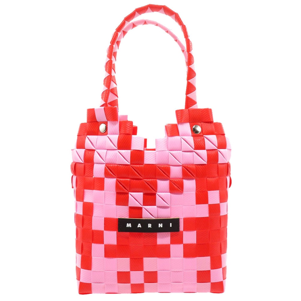 未使用品 ダイヤモンド バスケットバッグ ハンドバッグ レザー/ポリプロピレン レッド 0089【中古】 レディース