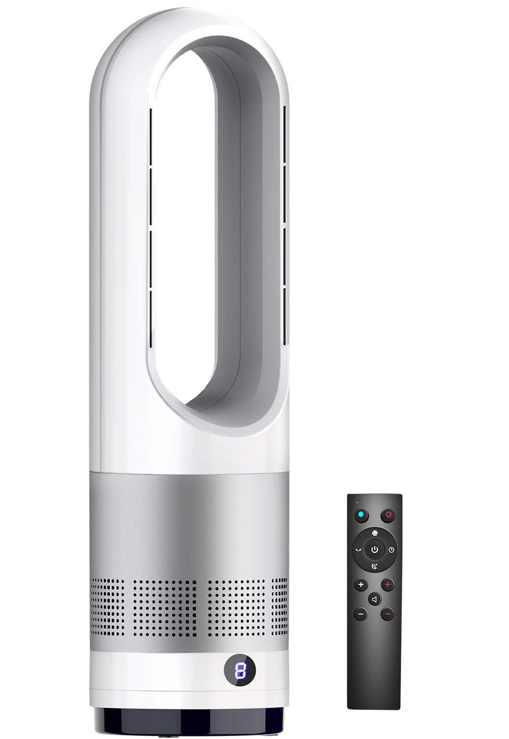 扇風機 タワーファン 冷暖兼用【3段階温風/8段階送風】羽なし扇風機 DCモーター 省エネ リモコン付き 左右首振り 1-9ｈタイマー設定可 過熱保護 転倒自動オフ ファンヒーター 2秒速暖 お手入れ