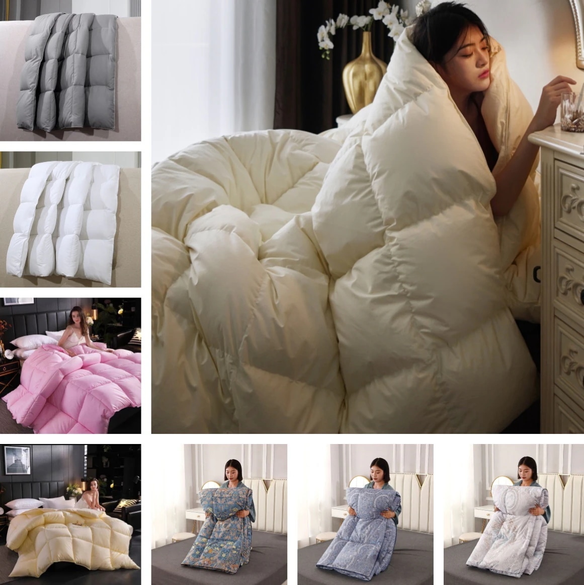 羽毛布団 暖か30マス立体キルト ホワイトダックダウン 90％ 抗菌 2倍洗浄 350dp以上 かさ高 145mm以上 羽毛 布団 掛け布団 掛