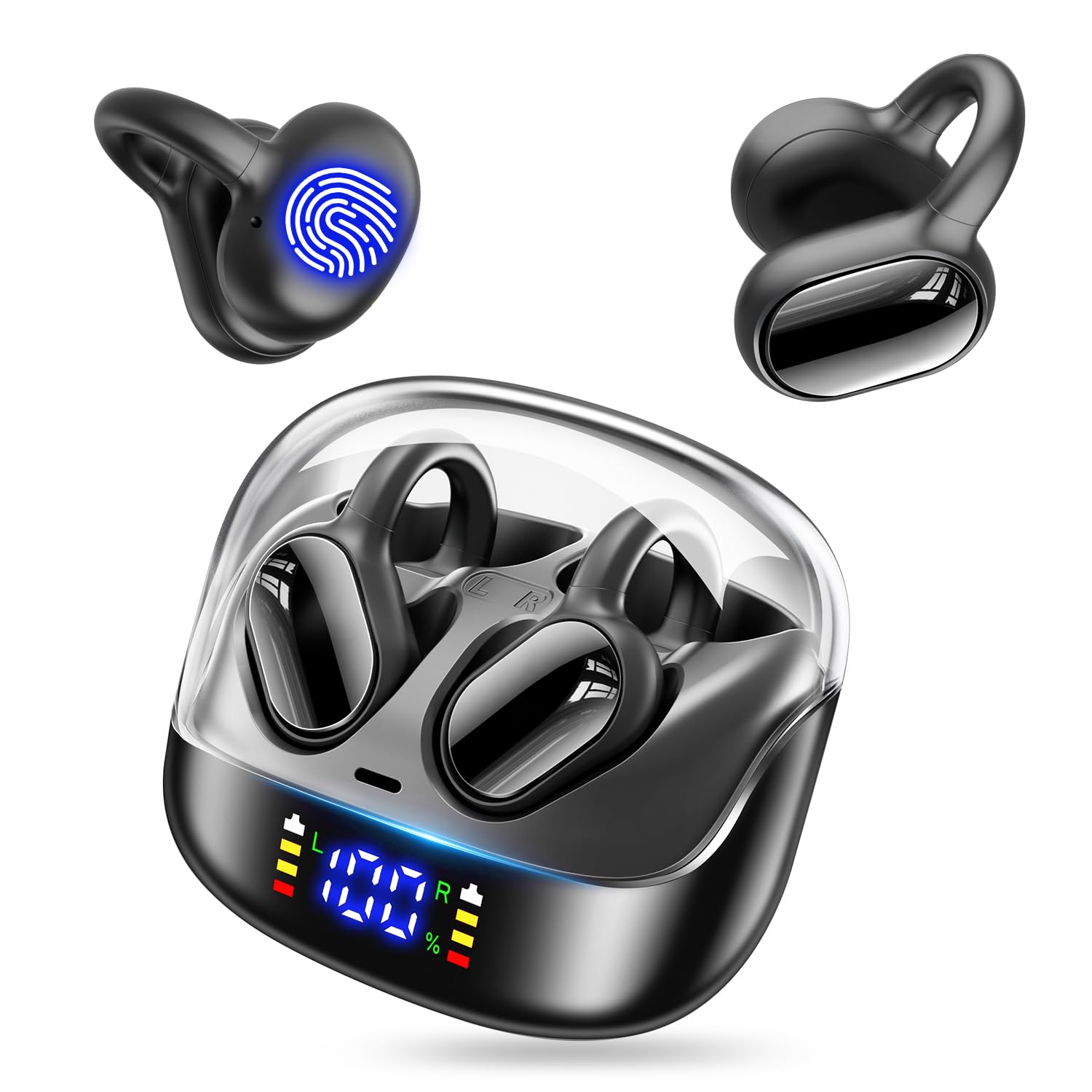 イヤホン bluetooth ワイヤレスイヤホン 【2025次世代 最先端Bluetooth5.4 イヤーカフ イヤホン】 オープンイヤー イヤホン 骨伝導の進化 耳挟み型 耳を塞がないイヤホン