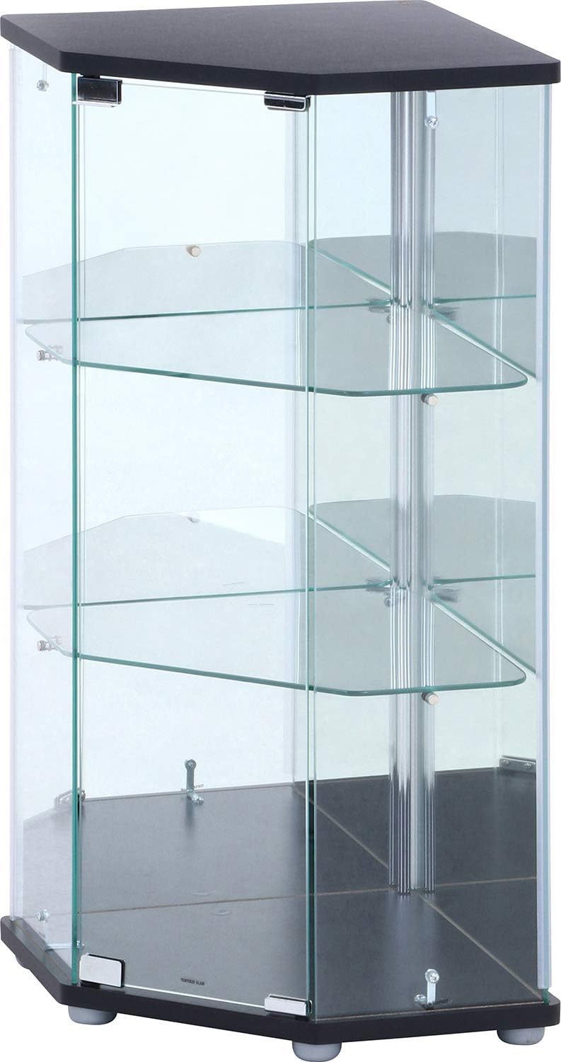 不二貿易 コレクションケース フィギュアケース 3段 幅55×奥行43.5×高さ86cm ブラック コーナータイプ 背面ミラー 組立商品 99481