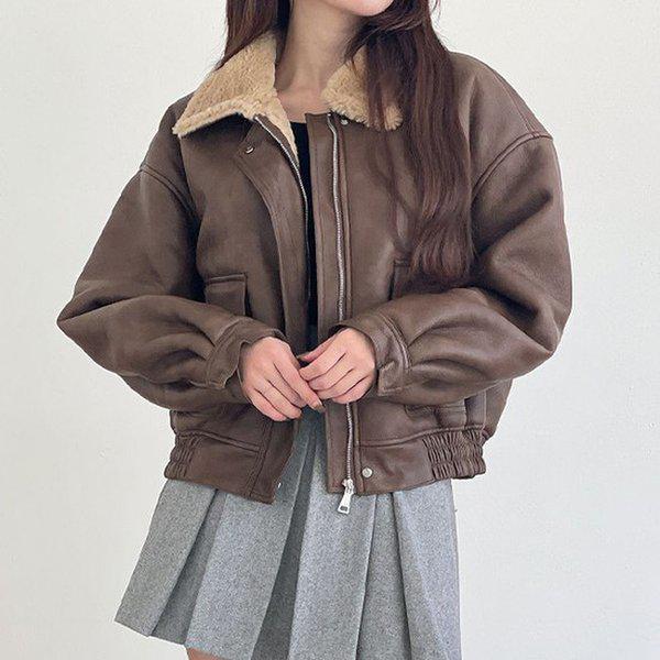 Hスタイル(OT)レザー ムートン ジャンパー 冬 女性 ムートン ジャンパー ジャケット JP 野生 アウター