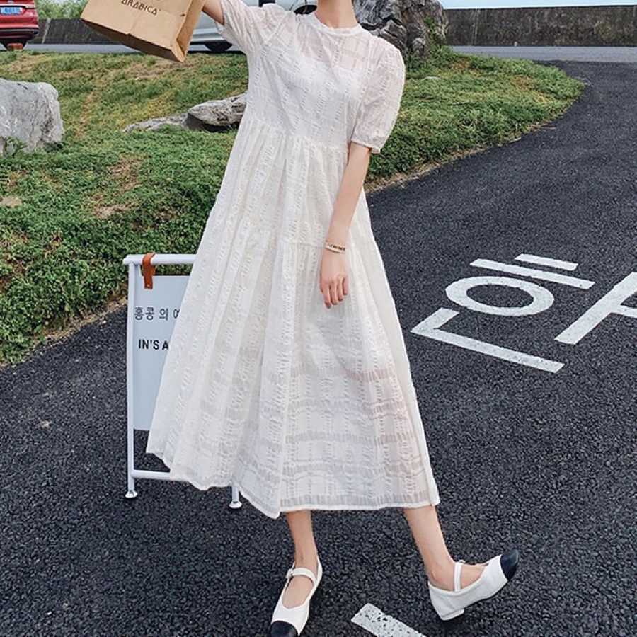 大流行のワンピース サマードレス 半袖 ロング丈 フレンチフォレスト 10代 20代 30代 40代 ファッション 10689