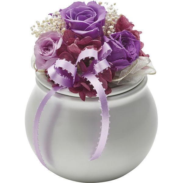 手元供養 ミニ骨壷 フラワーポット パープル 巾着付