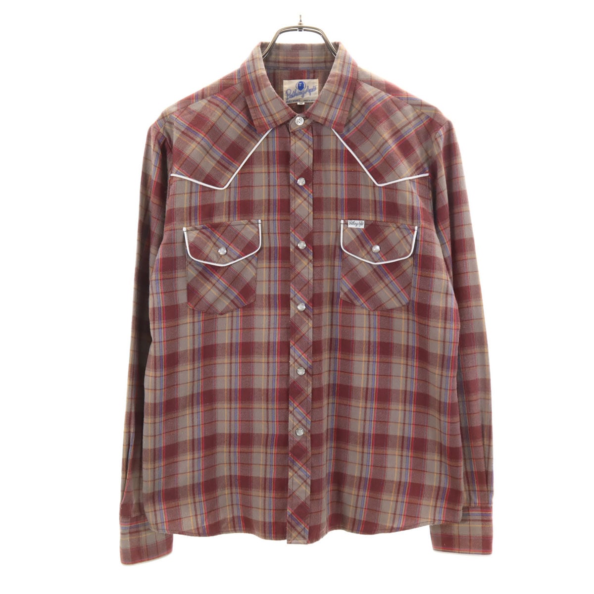 BATHING APE ベイシングエイプ 日本製 チェック柄 長袖 ウエスタンシャツ ブラウン系 メンズ 古着