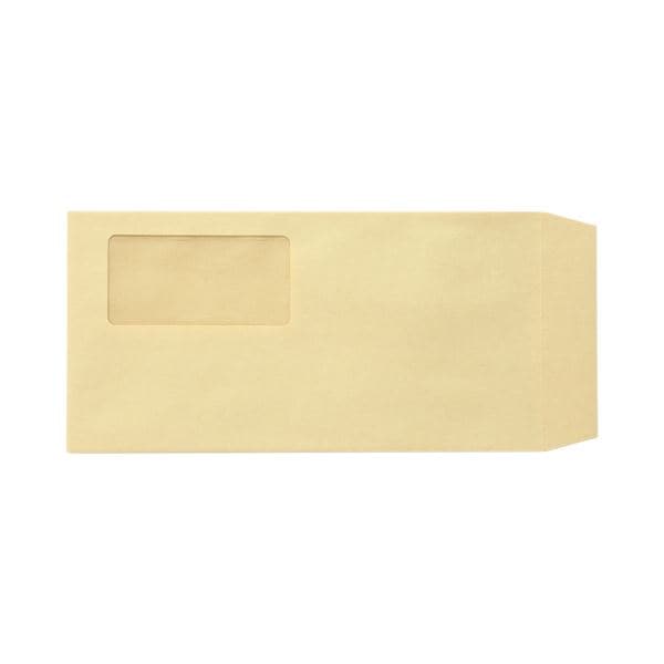 TANOSEE 窓付封筒 裏地紋なし長3 テープのり付 70g/m2 クラフト（窓：グラシン紙）業務用パック 1ケース（1000枚）