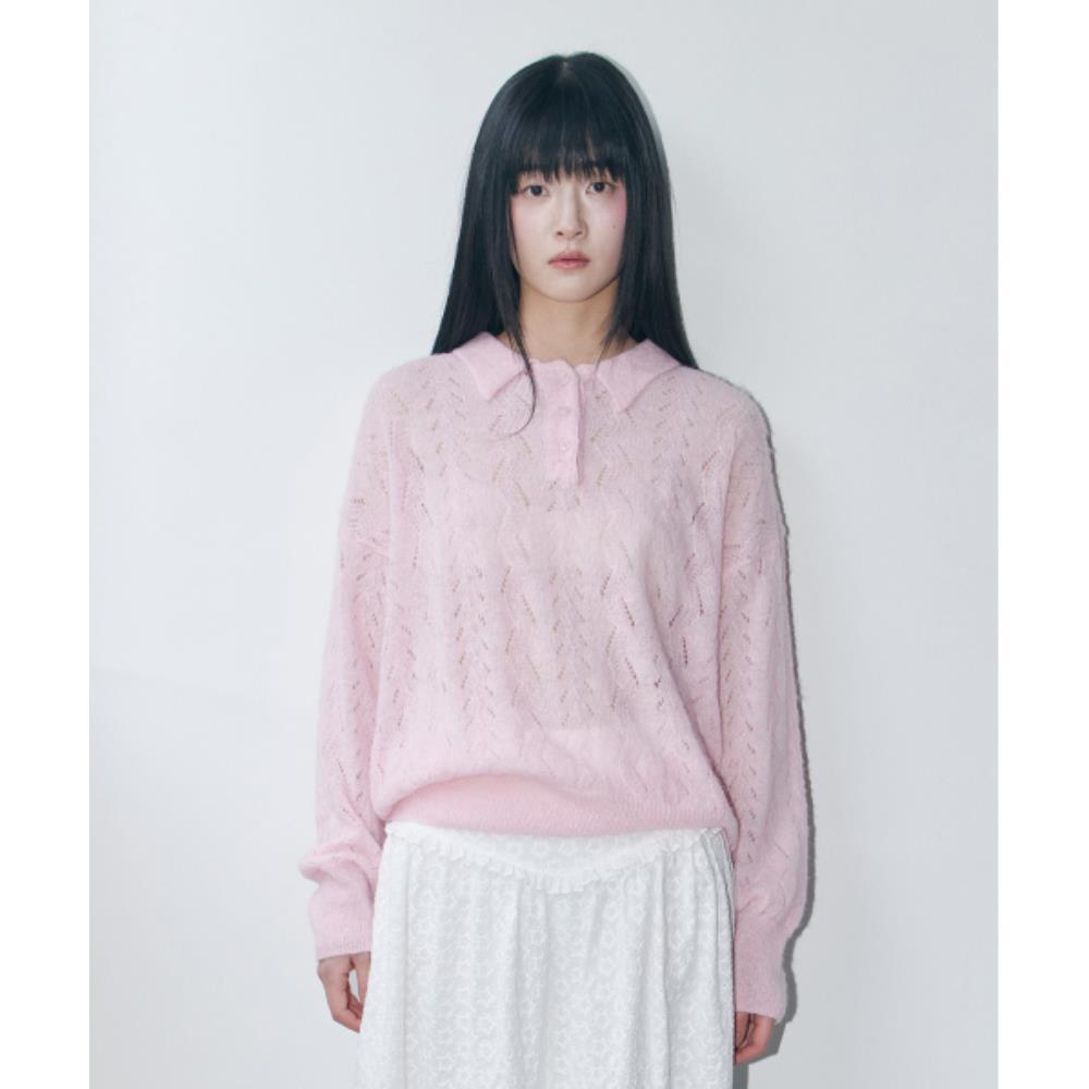 fogdawn Mohair Skashi Collar Knit pink DA25SKN003PN